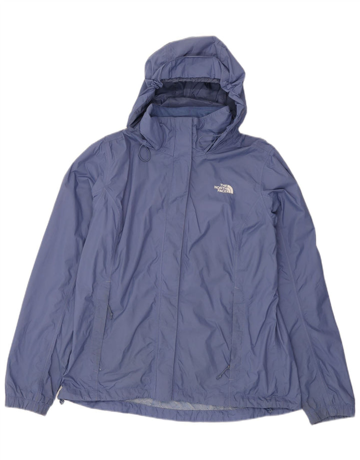The North Face Womens Hooded Rain Jacket UK 16 Large Blue Nylon