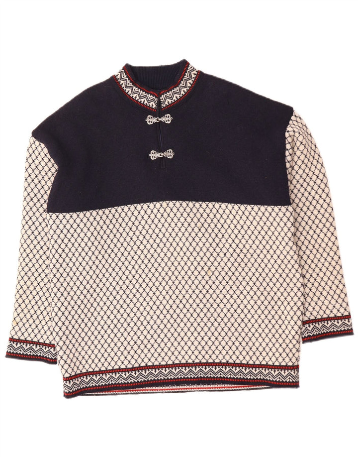 GOLFER'S Mens Crew Neck Jumper Sweater Medium Navy Blue Colourblock