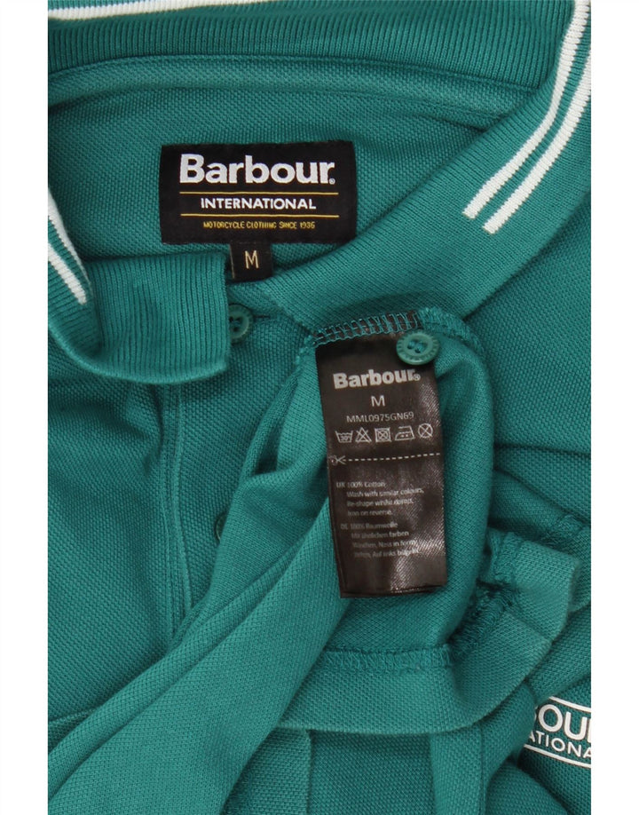 BARBOUR Mens Polo Shirt Medium Green Cotton