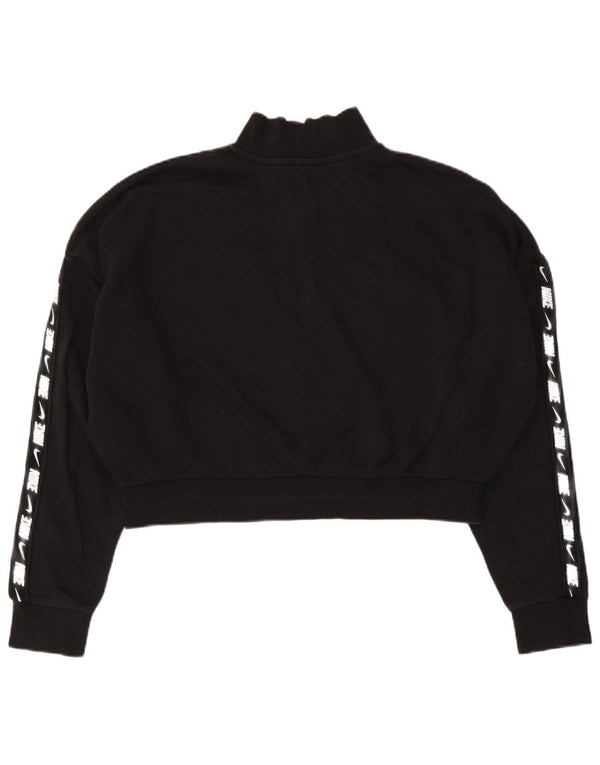 Nike Womens Crop Oversized Zip Neck Sweatshirt Jumper UK 16 Large Black
