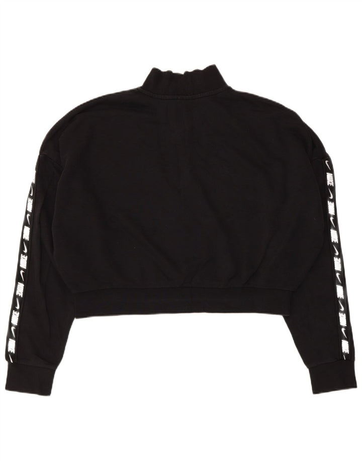 Nike Womens Crop Oversized Zip Neck Sweatshirt Jumper UK 16 Large Black