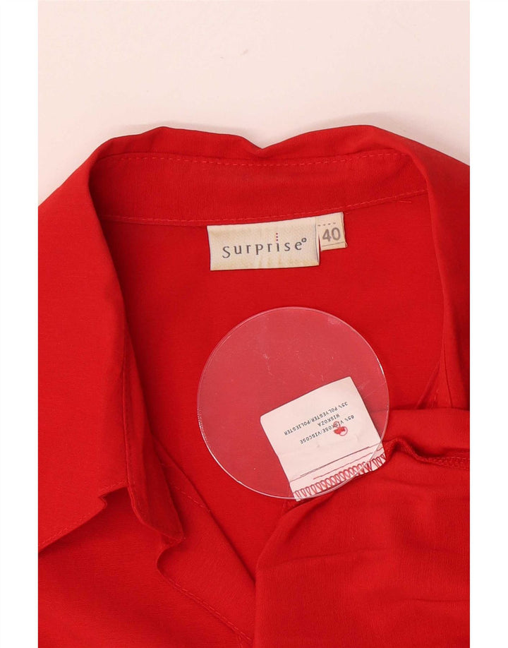 SURPRISE Womens 3/4 Sleeve Shirt EU 40 Medium Red Viscose