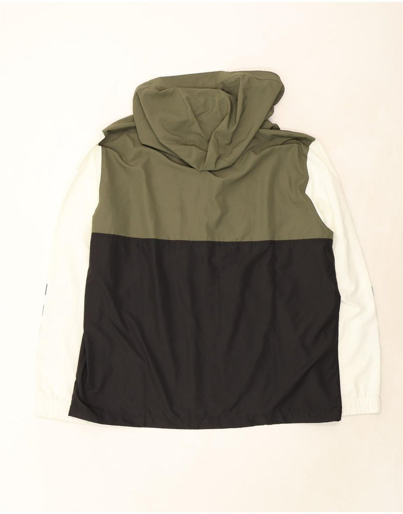 HUMMEL Mens Graphic Hooded Anorak Jacket UK 44 2XL Green Colourblock Vintage Hummel and Second-Hand Hummel from Messina Hembry 