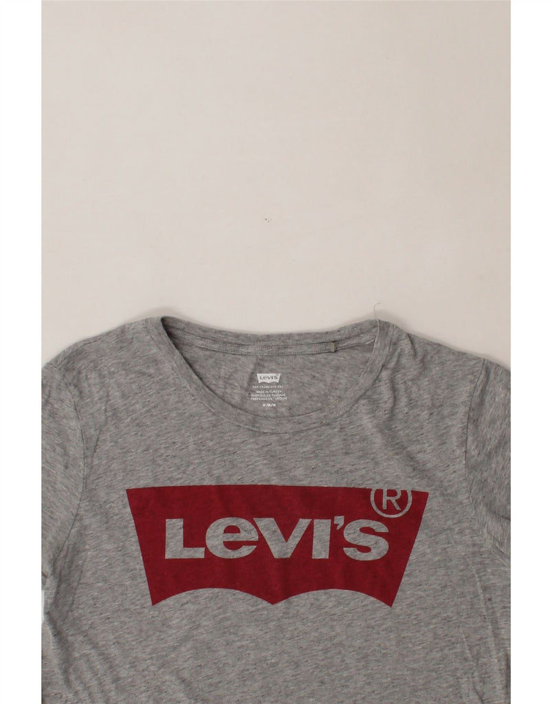 LEVI'S Womens Graphic T-Shirt Top UK 14 Medium Grey Flecked Vintage Levi's and Second-Hand Levi's from Messina Hembry 