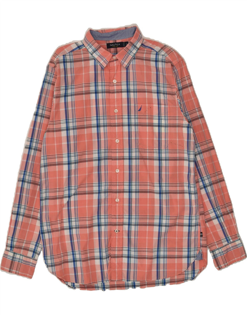 NAUTICA Mens Shirt Medium Orange Check Cotton | Vintage Nautica | Thrift | Second-Hand Nautica | Used Clothing | Messina Hembry 