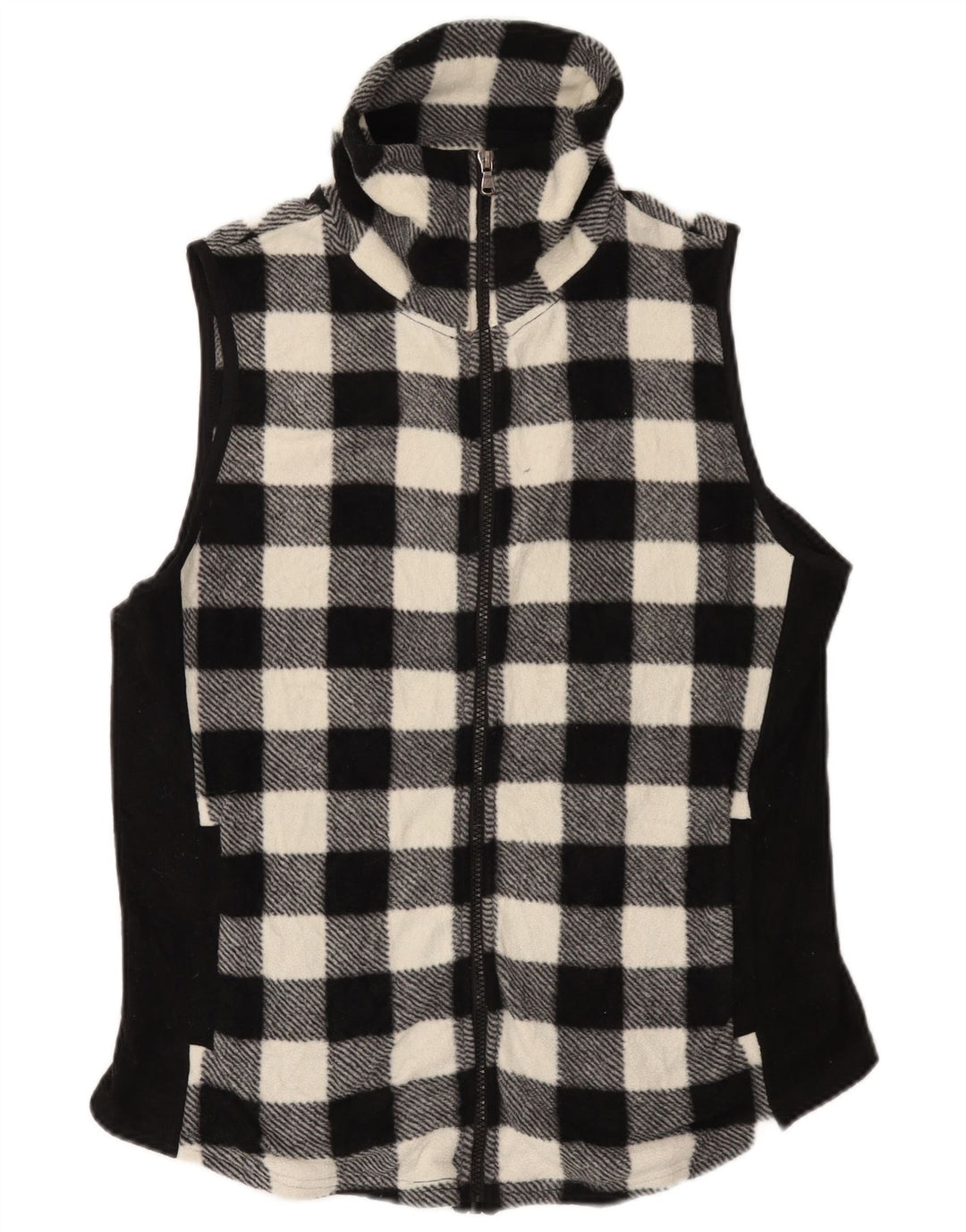 Chaps Womens Fleece Gilet UK 16 Large Black Gingham Polyester