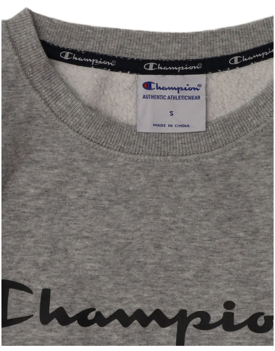 Champion Womens Graphic Sweatshirt Jumper UK 10 Small Grey Flecked