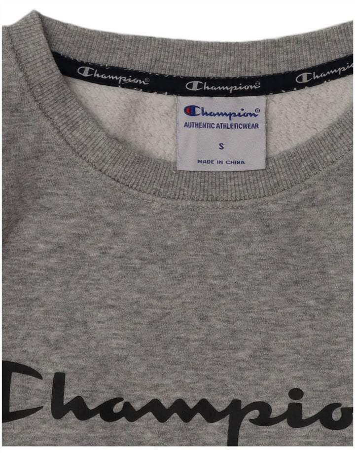 Champion Womens Graphic Sweatshirt Jumper UK 10 Small Grey Flecked