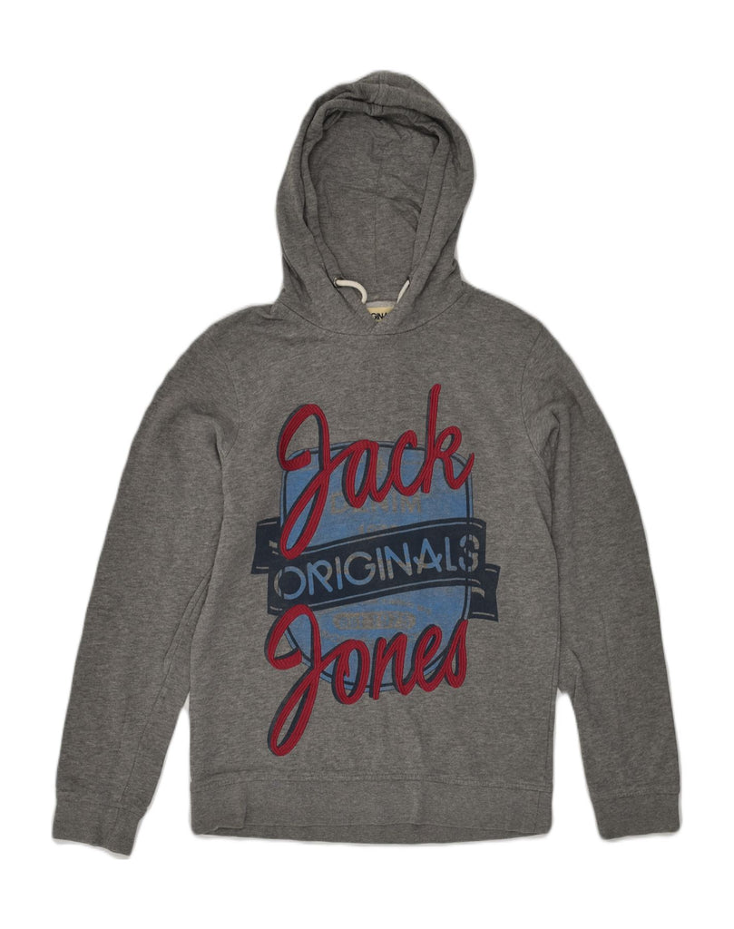 JACK & JONES Mens Graphic Hoodie Jumper Small Grey Cotton | Vintage Jack & Jones | Thrift | Second-Hand Jack & Jones | Used Clothing | Messina Hembry 