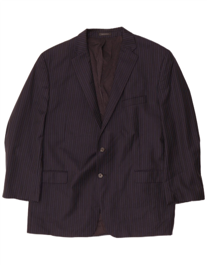 RALPH LAUREN Mens 2 Button Blazer Jacket IT 52 XL Navy Blue Pinstripe Wool