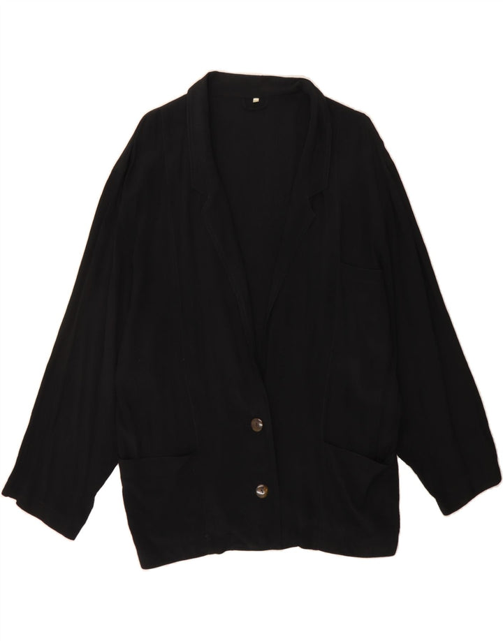 VINTAGE Womens 2 Button Blazer Jacket IT 44 Medium Black Viscose Vintage Vintage and Second-Hand Vintage from Messina Hembry 