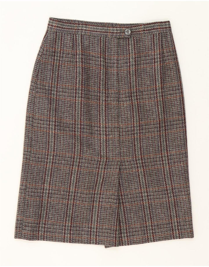 Vintage Womens 1 Button 2 Piece Skirt Set UK 12 Medium Grey Plaid