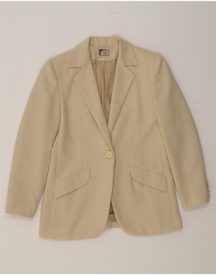 HALFON Womens 1 Button Blazer Jacket IT 42 Medium Beige Polyester Vintage Halfon and Second-Hand Halfon from Messina Hembry 