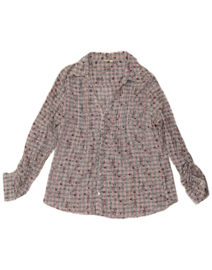 White Stuff Womens Shirt Blouse UK 14 Medium Grey Floral Cotton