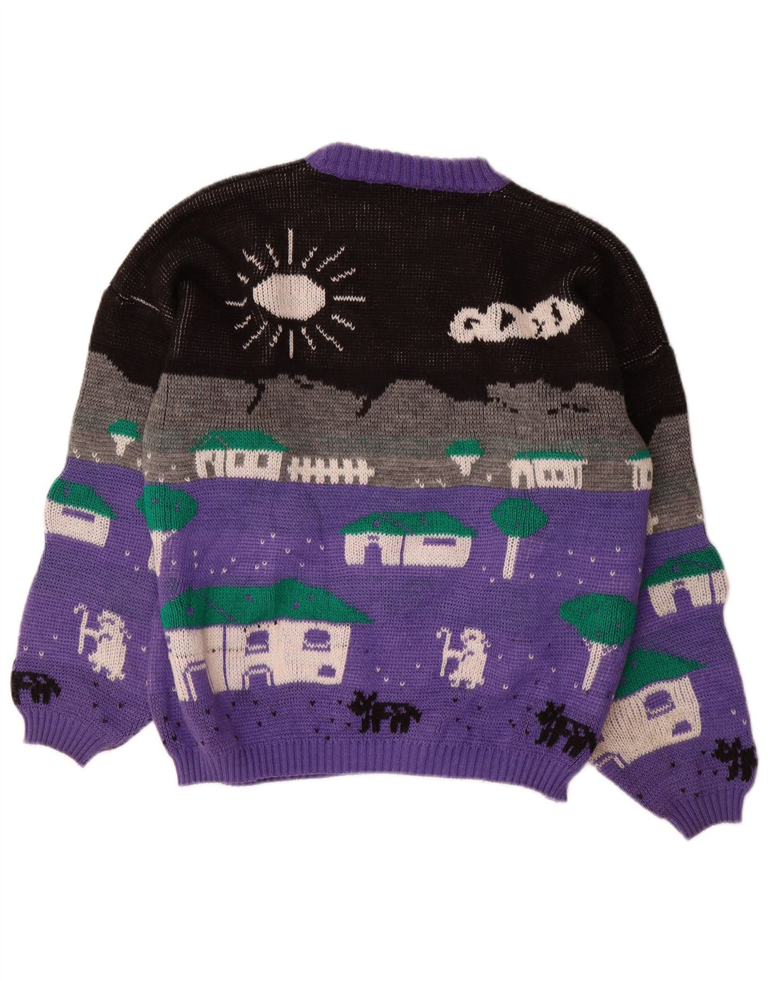 ALTA MODA Womens Crew Neck Jumper Sweater UK 16 Large Purple Colourblock