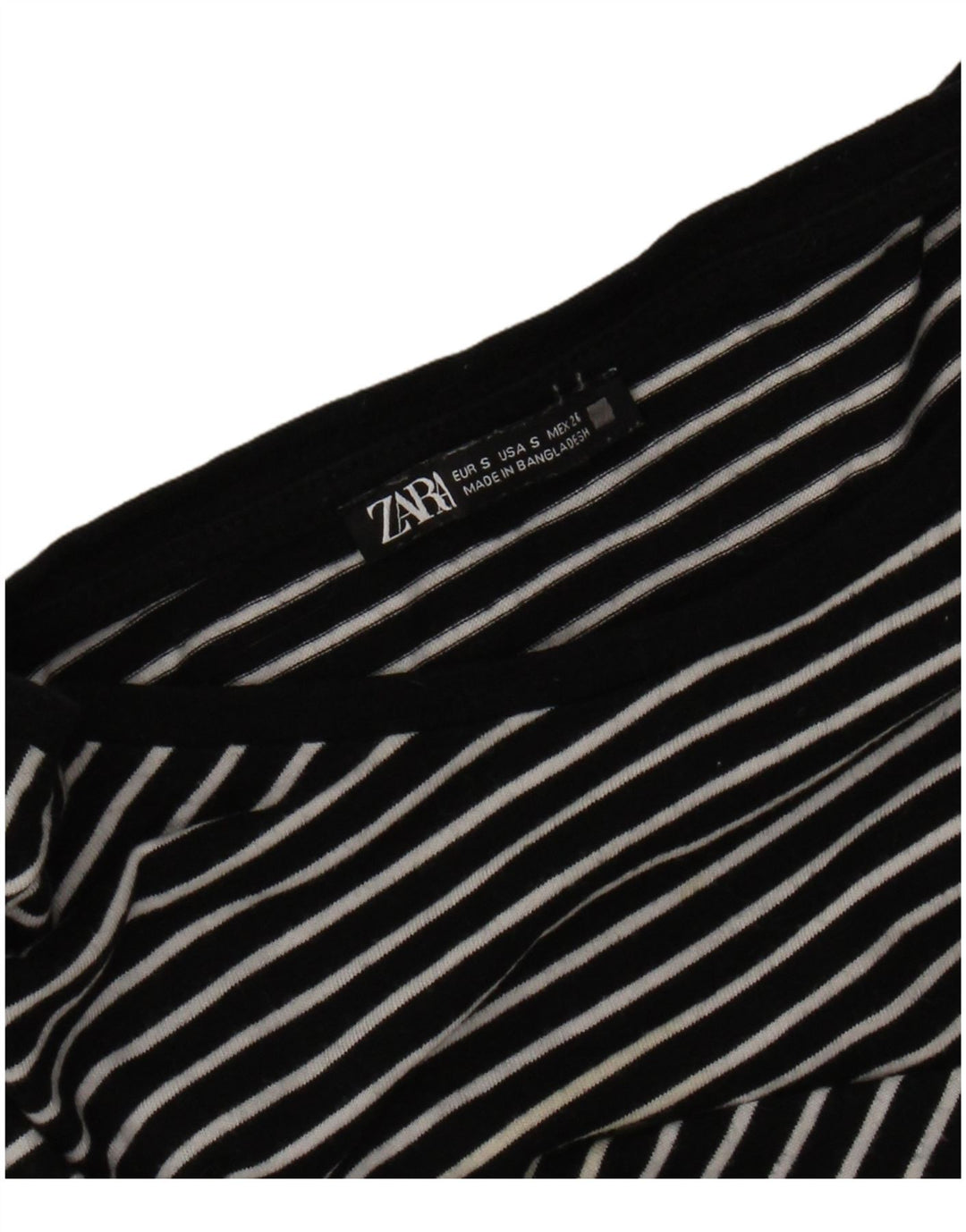 Zara Womens T-Shirt Top UK 10 Small Black Striped