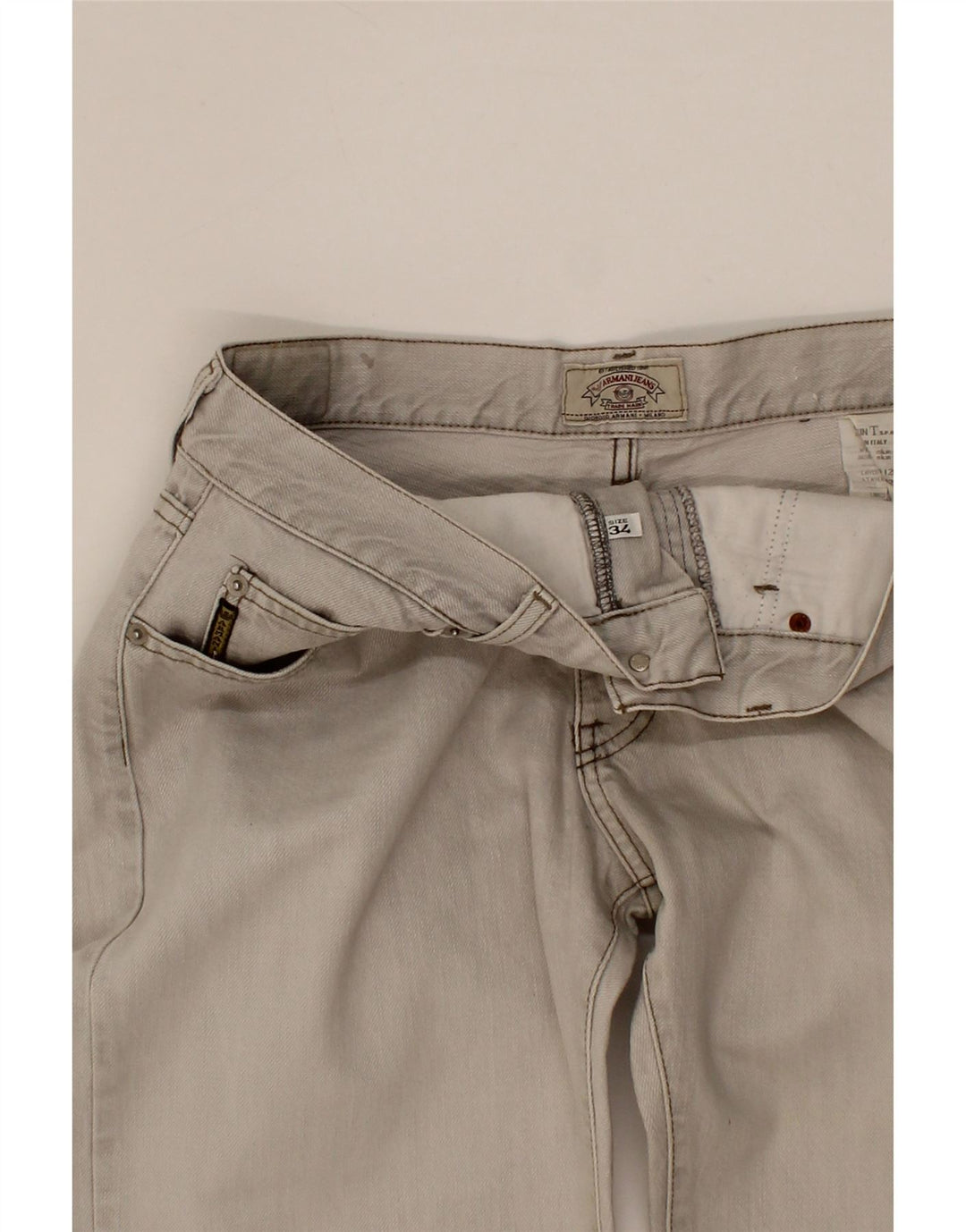 ARMANI Womens Bootcut Jeans W34 L29 Grey Cotton Vintage Armani and Second-Hand Armani from Messina Hembry 
