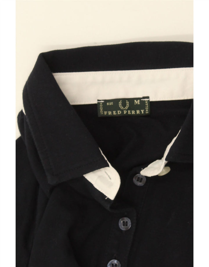 Fred Perry Womens Long Sleeve Polo Shirt UK 12 Medium Black
