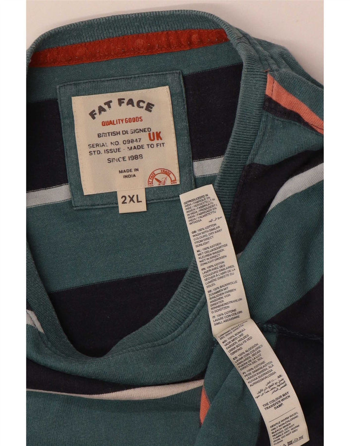Fat Face Mens T-Shirt Top 2XL Blue Striped Cotton