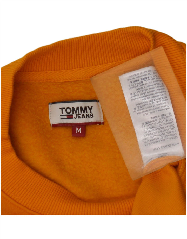 TOMMY HILFIGER Womens Crop Sweatshirt Jumper UK 14 Medium Yellow Cotton