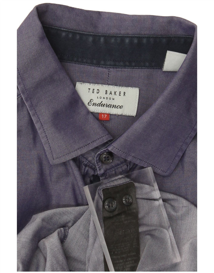 TED BAKER Mens Shirt Size 17 XL Purple Cotton