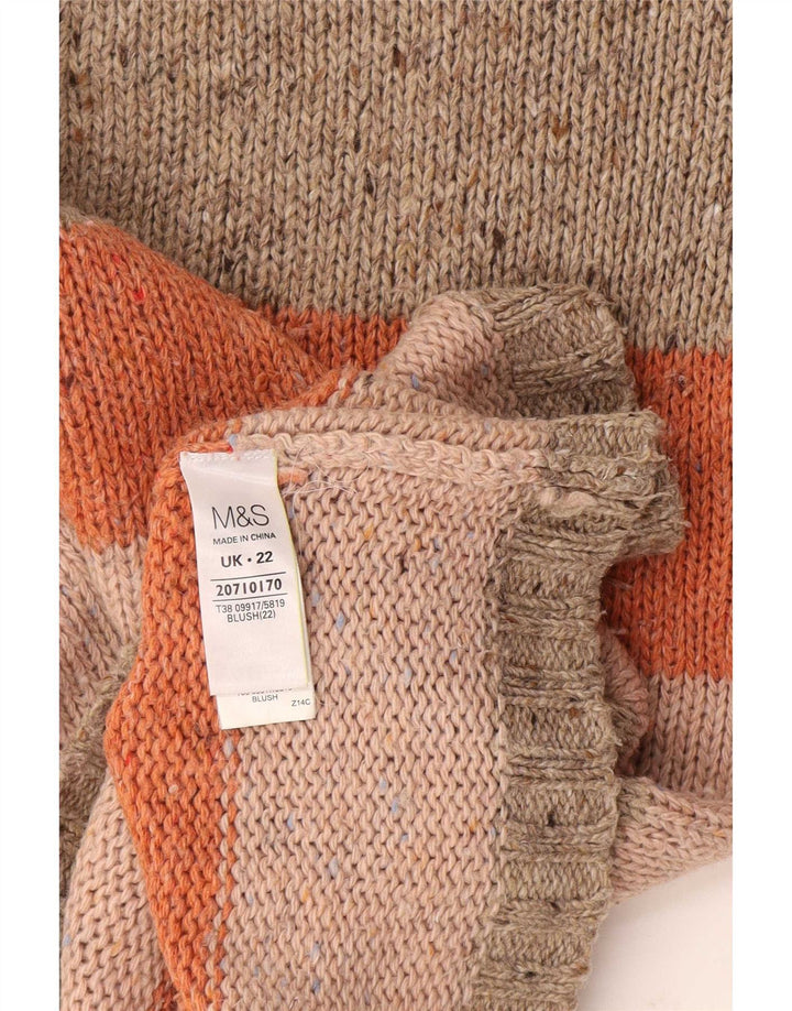 Marks & Spencer Womens Boat Neck Jumper Sweater UK 22 3XL Multicoloured