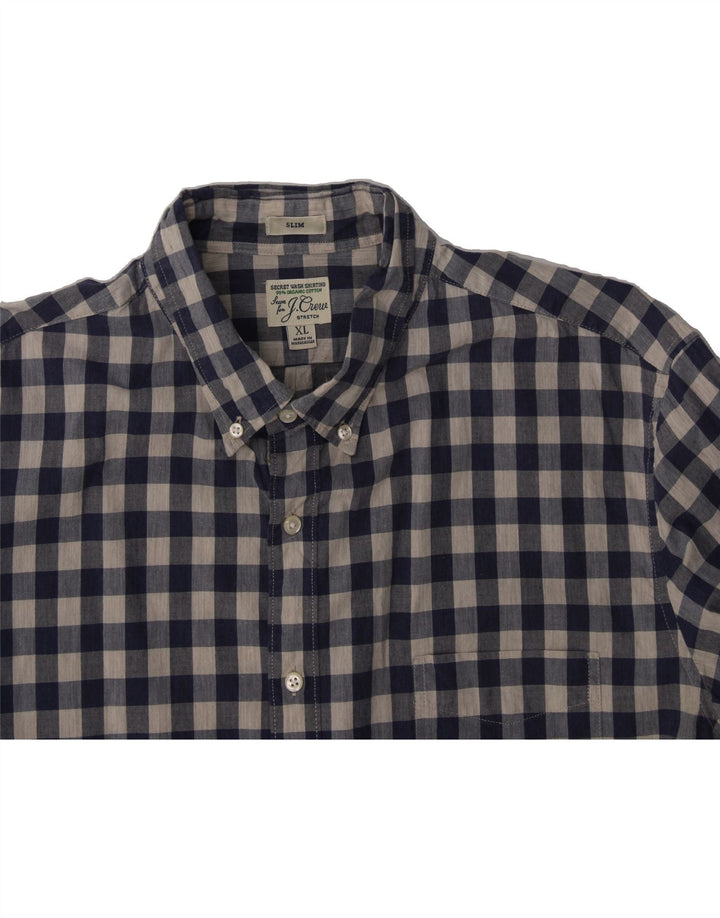 J. CREW Mens Slim Shirt XL Navy Blue Check Cotton Vintage J. Crew and Second-Hand J. Crew from Messina Hembry 