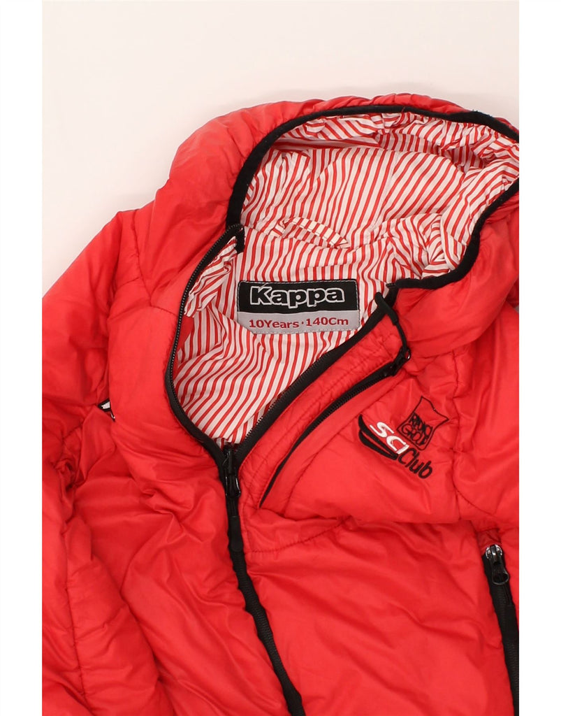 KAPPA Boys Graphic Hooded Bomber Jacket 9-10 Years Red Polyamide | Vintage Kappa | Thrift | Second-Hand Kappa | Used Clothing | Messina Hembry 