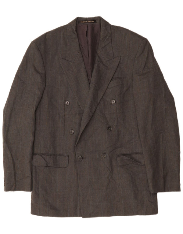 Marks & Spencer Mens Double Breasted Blazer Jacket UK 40 Medium Grey