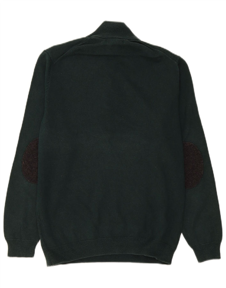 Massimo Dutti Mens Zip Neck Jumper Sweater Medium Green Cotton