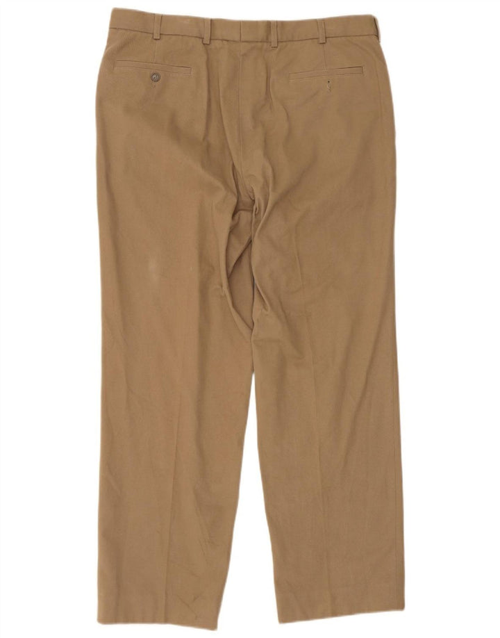 Marks & Spencer Mens Straight Suit Trousers W38 L31 Brown Cotton