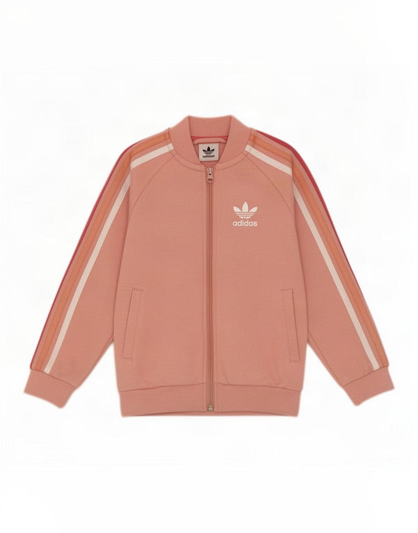 Adidas Girls Tracksuit Top Jacket 6-7 Years Pink Cotton