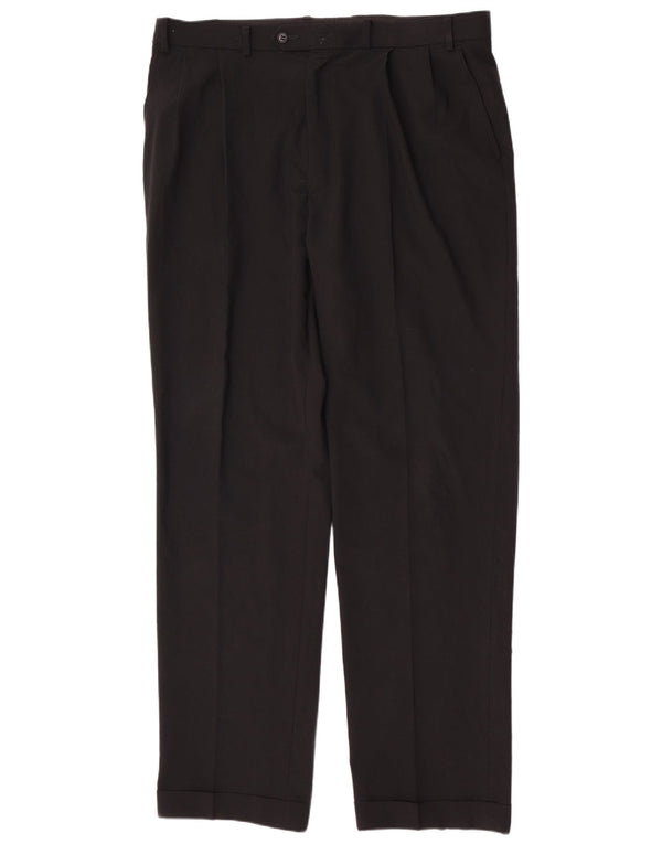 Marks & Spencer Mens Regular Suit Trousers W38 L33 Black Polyester