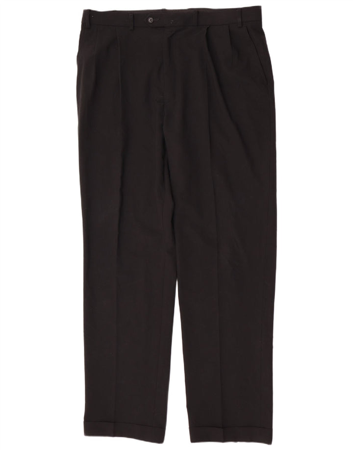 Marks & Spencer Mens Regular Suit Trousers W38 L33 Black Polyester
