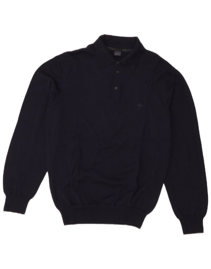 Joop Mens Polo Neck Jumper Sweater IT 48 Medium Navy Blue Virgin Wool