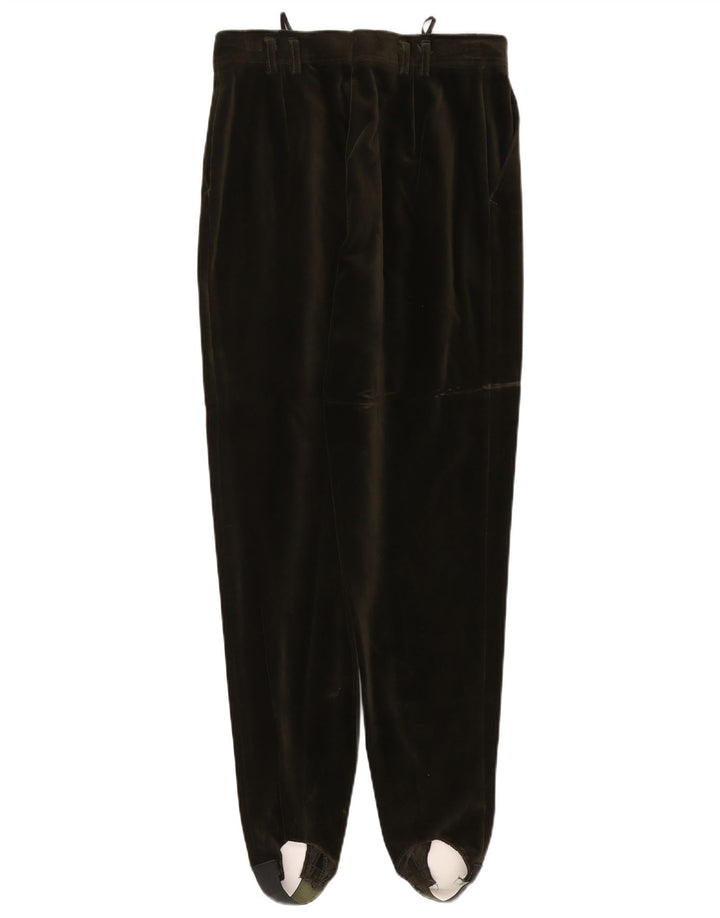 VINTAGE Womens Stirrup Velvet Trousers EU 40 Medium W27 L29 Green Cotton