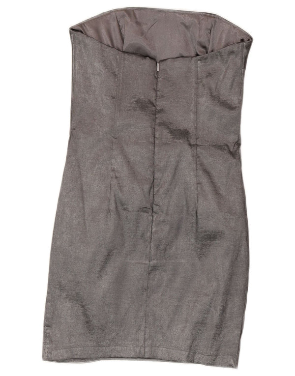 Jessica McClintock Womens Strapless Dress US 8 Medium Silver Polyester