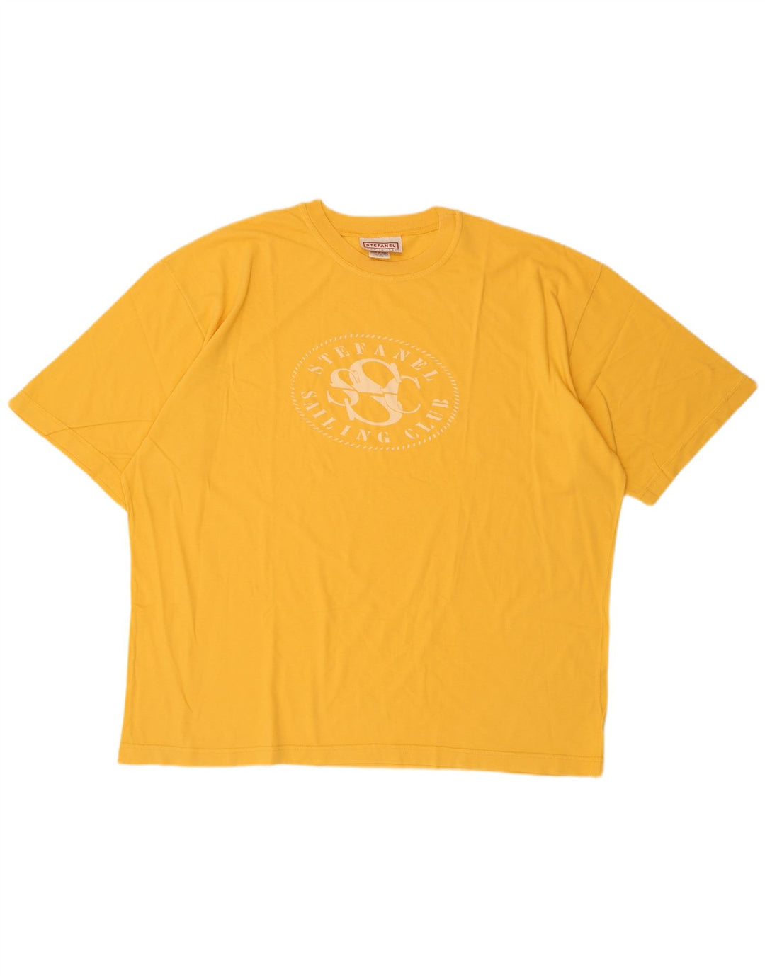 Stefanel Mens Graphic T-Shirt Top XL Yellow Cotton