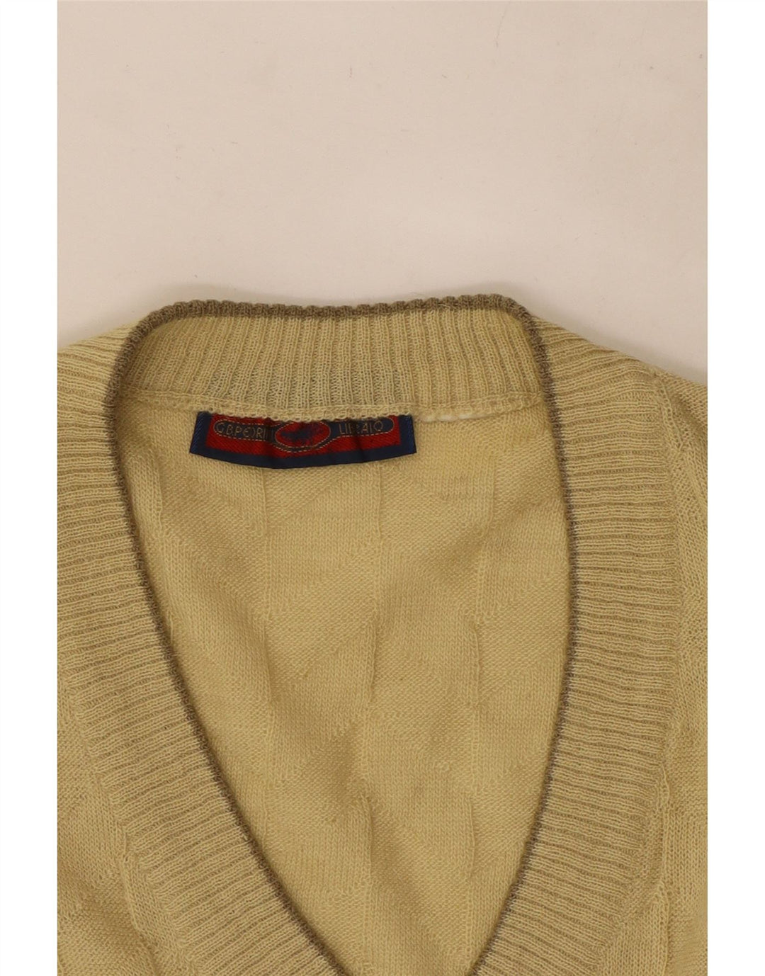Vintage Mens Vest Tank Top Small Beige