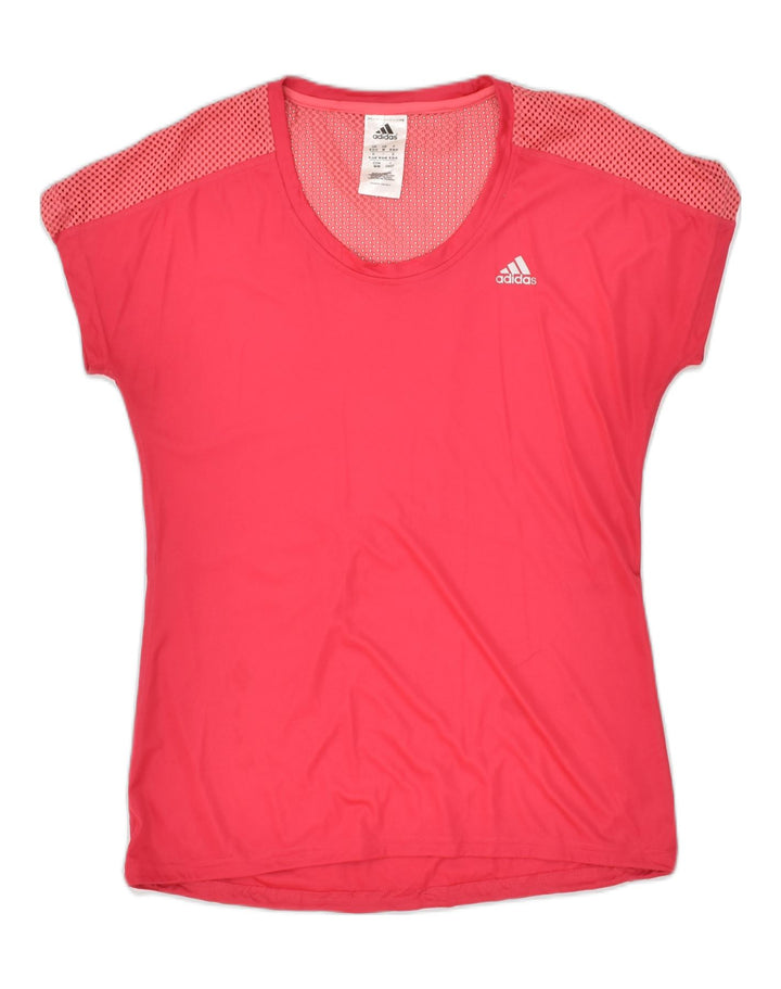 ADIDAS Womens T-Shirt Top UK 14 Medium Pink Polyester | Vintage Adidas | Thrift | Second-Hand Adidas | Used Clothing | Messina Hembry 