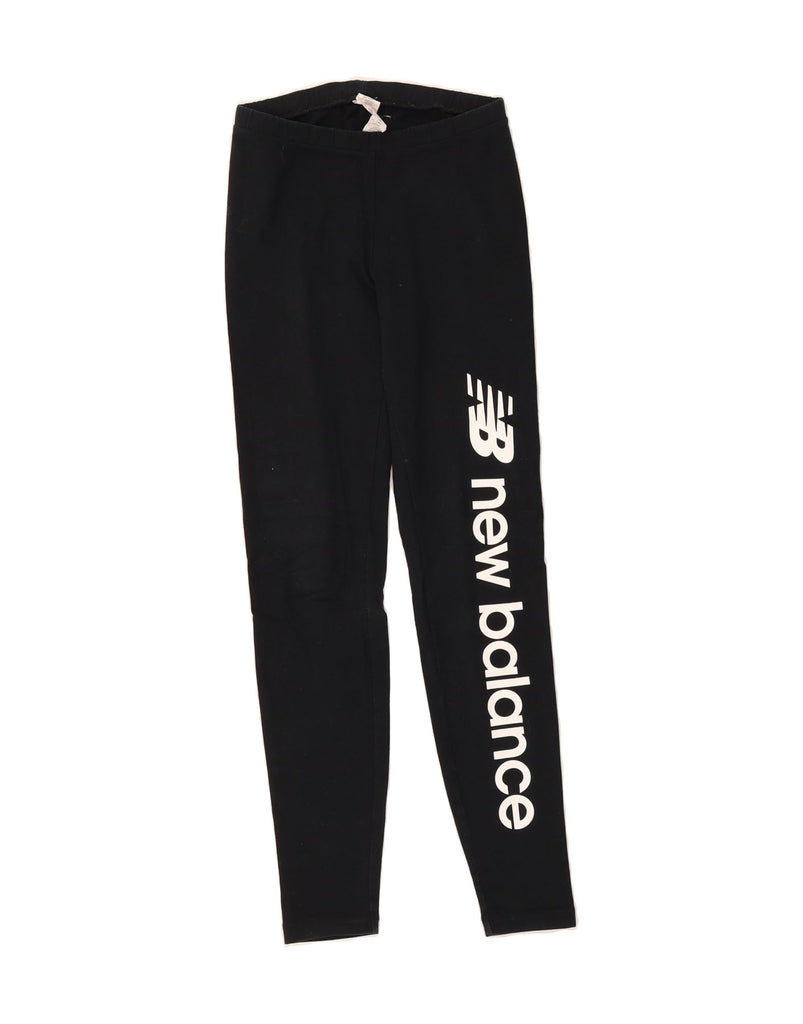 NEW BALANCE Womens Graphic Leggings UK 8 Small Black Cotton Vintage New Balance and Second-Hand New Balance from Messina Hembry 