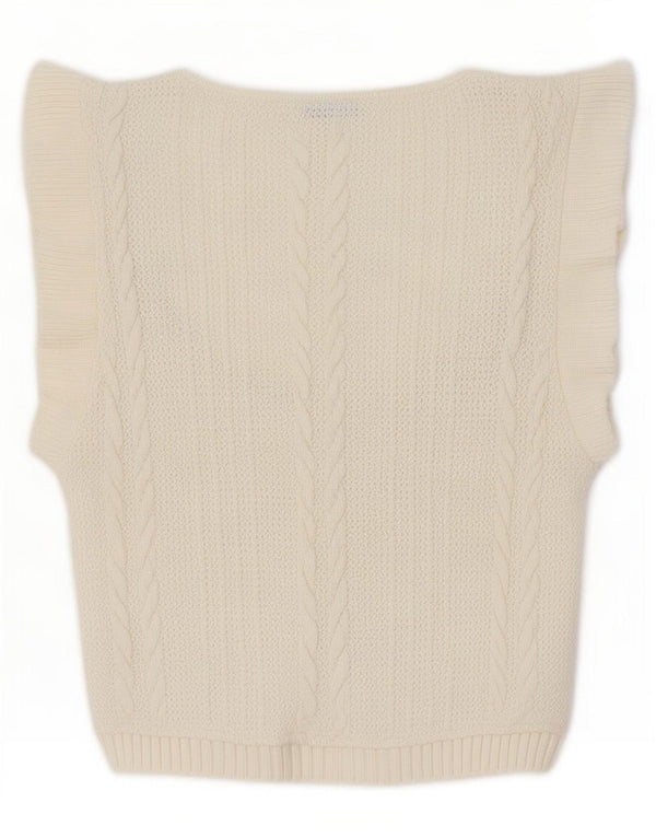 Zara Womens Crop Vest Tank Top UK 8 Small Off White Polyester