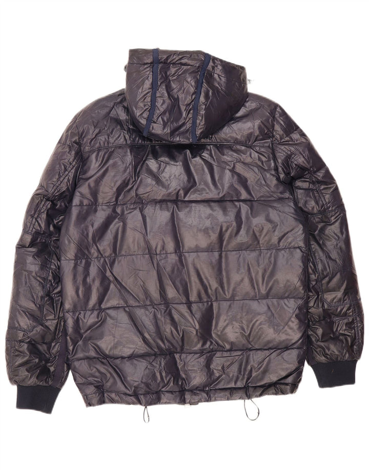 Belfe Mens Hooded Padded Jacket UK 38 Medium Navy Blue Polyamide
