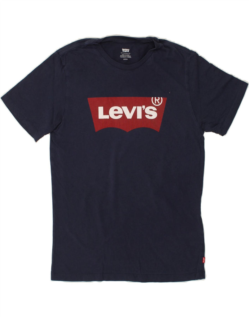 LEVI'S Womens Graphic T-Shirt Top UK 10 Small Navy Blue Cotton | Vintage Levi's | Thrift | Second-Hand Levi's | Used Clothing | Messina Hembry 