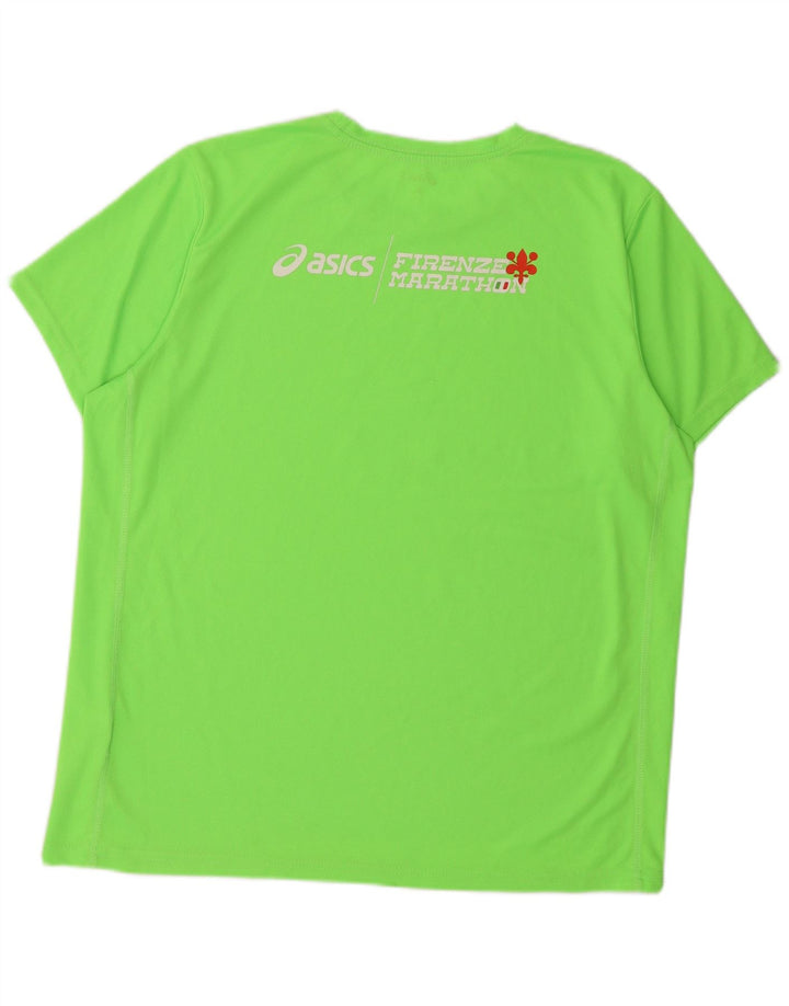 Asics Mens Graphic T-Shirt Top XL Green Polyester