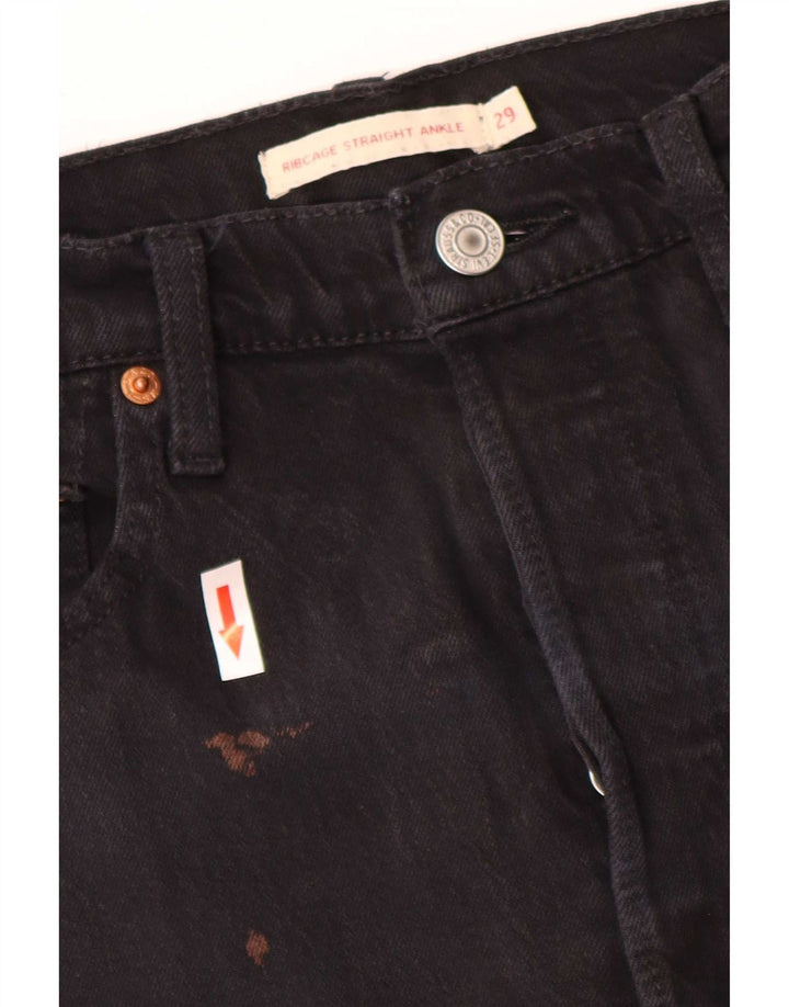 Levi's Womens Ribcage Straight Jeans W29 L27 Black Cotton