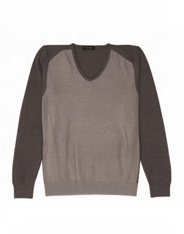 Guess By Marciano Mens V-Neck Jumper Sweater XL Grey Cotton