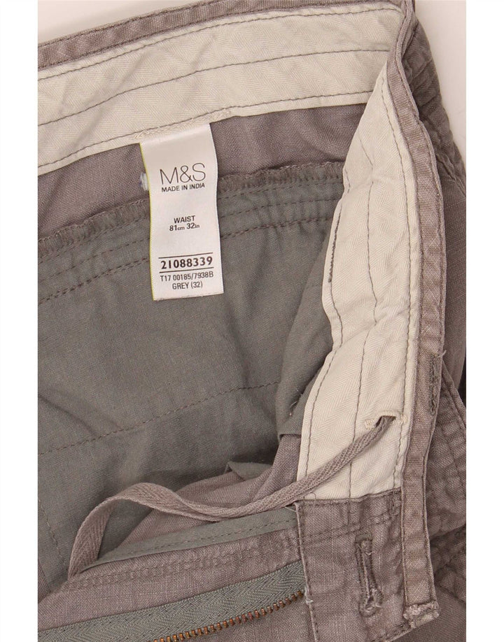 Marks & Spencer Mens Bermuda Shorts W32 Medium Grey Linen