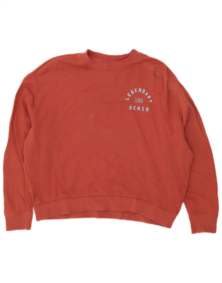 Lee Womens Relaxed Fit Sweatshirt Jumper UK 10 Small Red Cotton