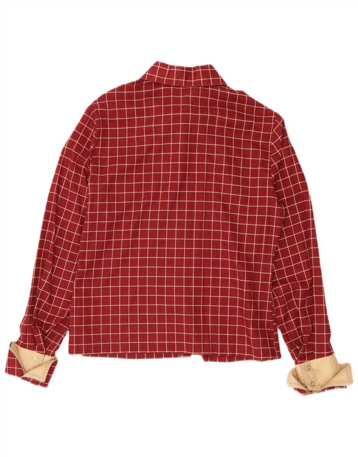 Vintage Womens Formal Shirt UK 14 Medium Burgundy Check